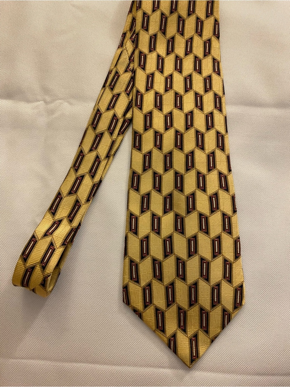 Etienne Aigner Yellow Geometric Silk Tie